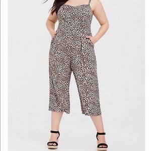 Torrid Challis Culotte Leopard Jumpsuit